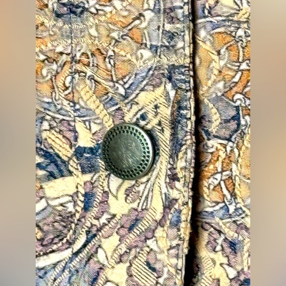 Analogy Lightweight Denim-like Cotton Blend Embroidered Jacket Womens Sz M - Picture 4 of 7